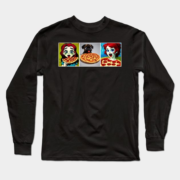 Pizza Friends Long Sleeve T-Shirt by Clown Barf
